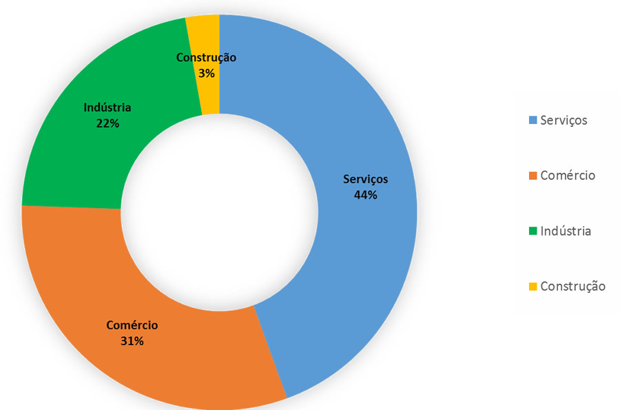 Desagregação por Setor de Atividade Econômica (%) – Distrito Cincão – Contagem – 2015